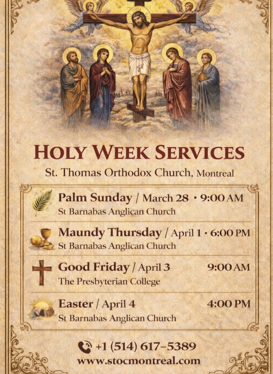 Holy Week Services Schedule